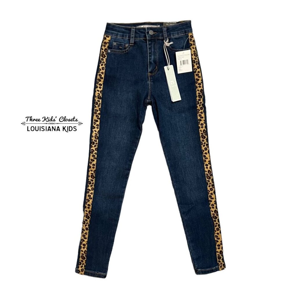 NEW Tractr Girls Sz 7 Leopard Stripe Ultra High Rise Jeans